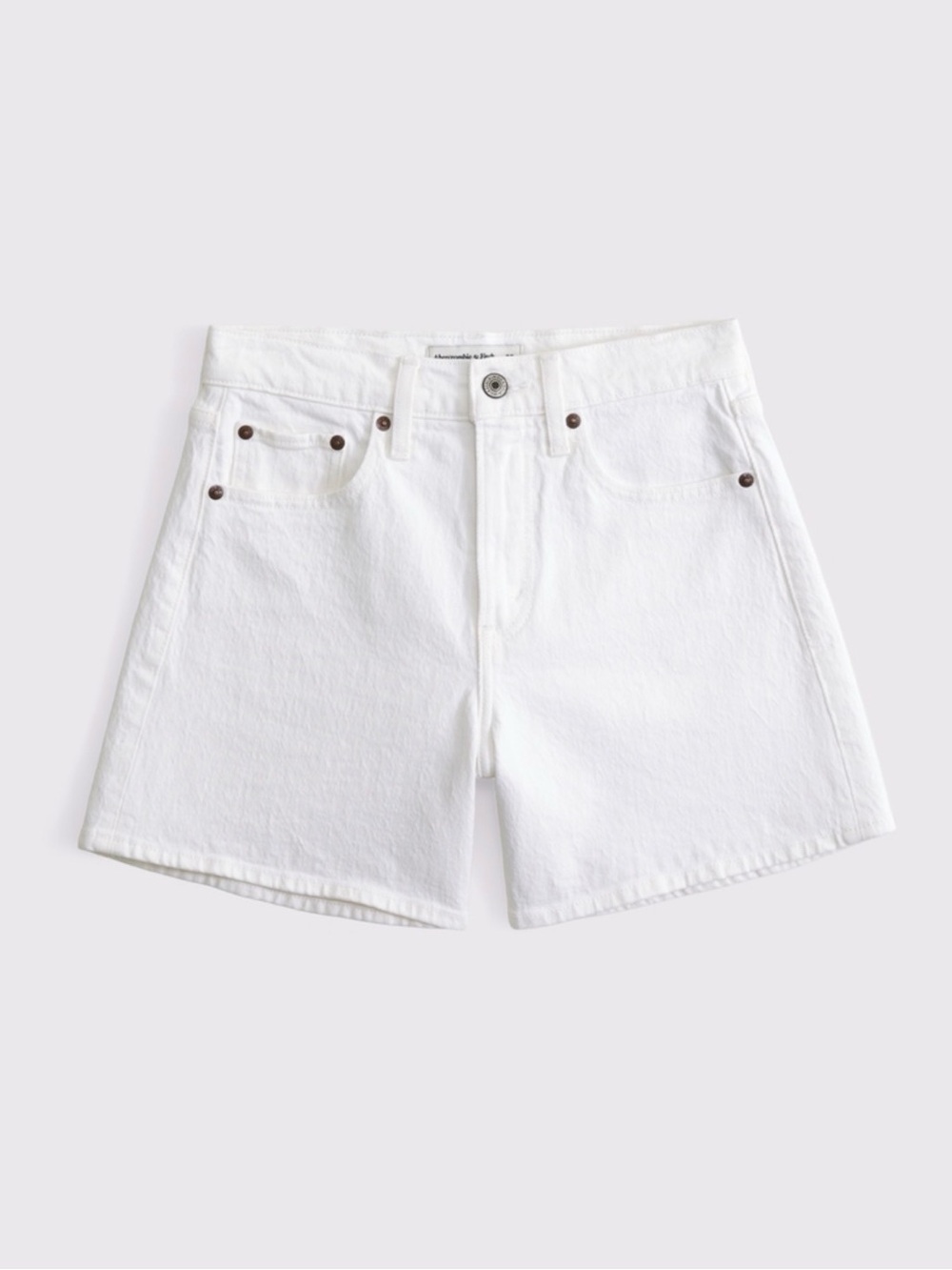 Abercrombie White High-Rise Curve Love Dad Shorts - Picture 3 of 3